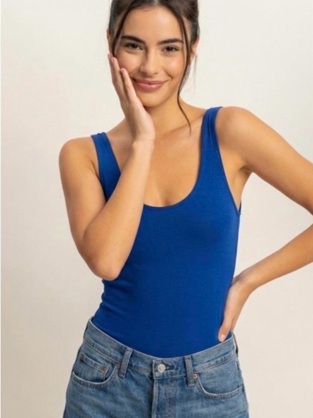 A&F Royal Blue Scoop Neck Bodysuit
